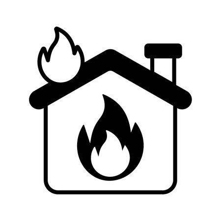 Burning home icon design, isolated on white background, fire insurance vectorのイラスト素材