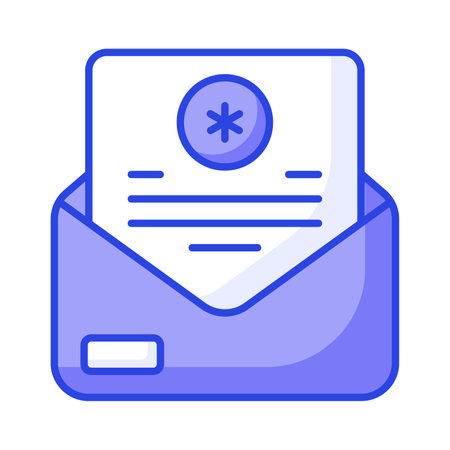 Medical sign with letter envelope showing concept icon of medical mail, emergency mail vectorのイラスト素材
