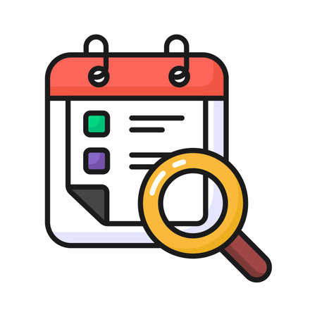 Calendar with magnifying glass concept vector of appointment, schedule, planning ready to use iconのイラスト素材