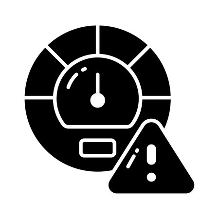 Speedometer with exclamation mark depicting speed limit vector design, isolated on white backgroundのイラスト素材