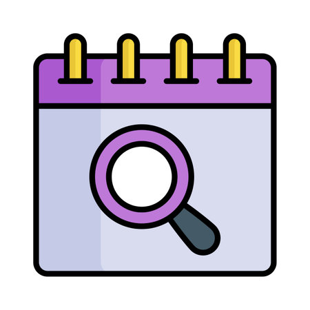 Magnifier with calendar showing concept icon of event searchのイラスト素材