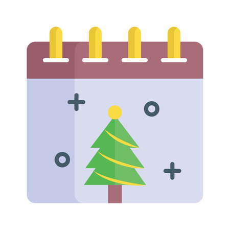 Christmas tree on calendar, christmas calendar vector designのイラスト素材