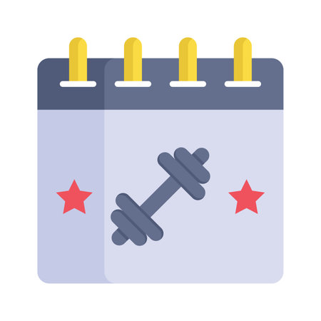 Dumbbell on calendar denoting concept vector of fitnessのイラスト素材