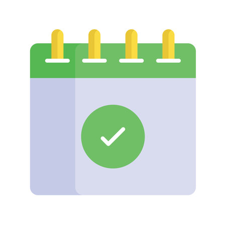 Approved calendar vector design, tick mark on scheduleのイラスト素材