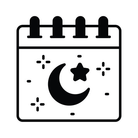 Moon with star on calendar showing concept of ramadan calendar iconのイラスト素材