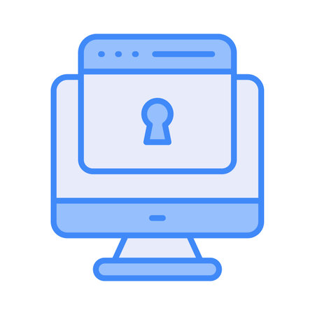 Computer web with lock, security concept. Web security icon of internet technologyのイラスト素材