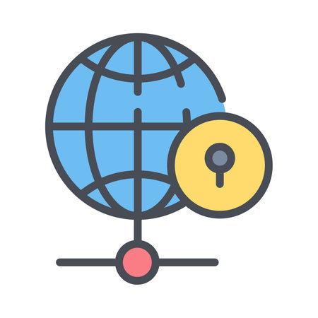 Global Network Security. Network wireless system and internet. World securityのイラスト素材