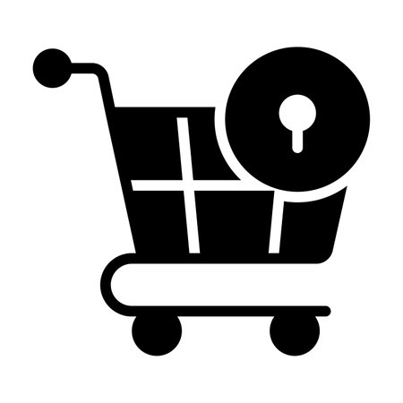 Shopping cart with lock, secure shopping, security iconのイラスト素材