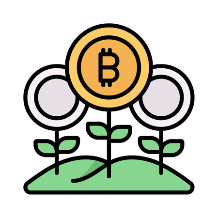 Check this beautiful vector of bitcoin farming in trendy styleのイラスト素材