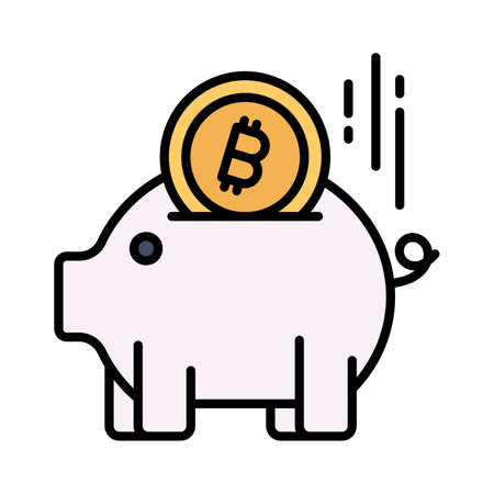Bitcoin with piggy bank showing bitcoin deposit concept vector designのイラスト素材