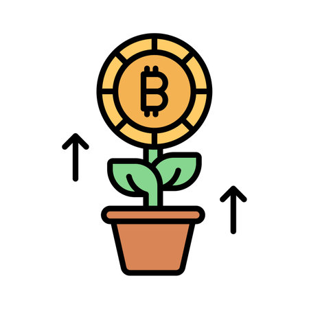 Check this beautiful vector of bitcoin farming in trendy styleのイラスト素材
