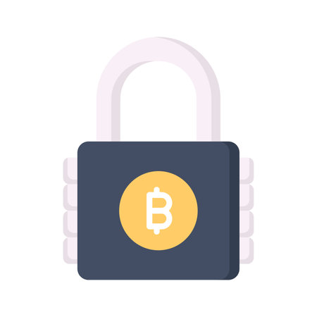 Check this premium icon of bitcoin lock in trendy styleのイラスト素材