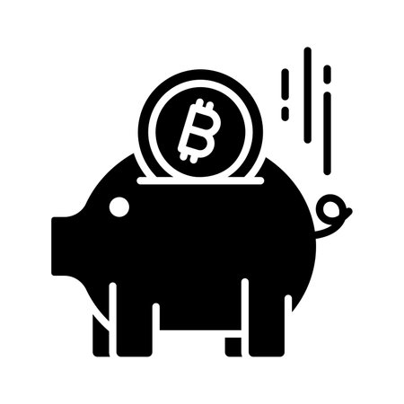 Bitcoin with piggy bank showing bitcoin deposit concept vector designのイラスト素材
