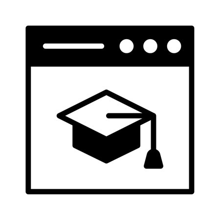 Graduation hat inside computer showing concept icon of online learning, online bookのイラスト素材