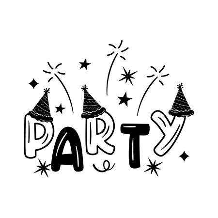 Happy new year or christmas party sticker in flat modern styleのイラスト素材