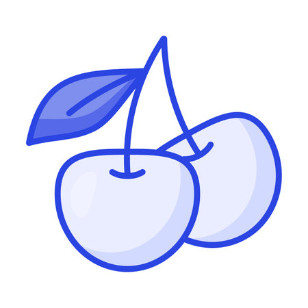 An amazing icon of wild cherries in modern design style, pair of cherries