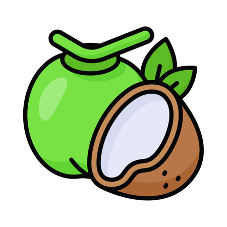 Move your designs to tropical paradise with our Coconut Vector. A versatile and refreshing symbol of exotic allureのイラスト素材