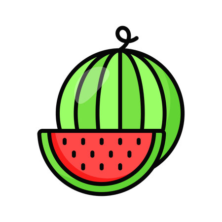Delicious and refreshing watermelon fruit, premium vector of watermelonのイラスト素材
