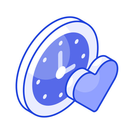 Amazing icon of clock with heart denoting concept vector of romance timeのイラスト素材