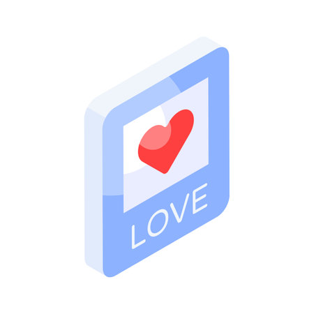 Valentines day image, photography, wedding picture in isometric styleのイラスト素材