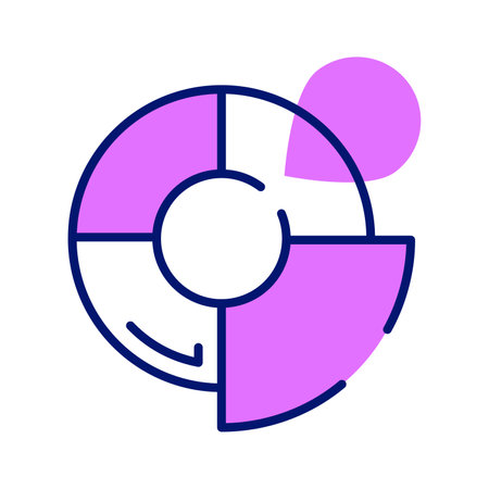 Pie graph vector design in modern style, isolated on white backgroundのイラスト素材