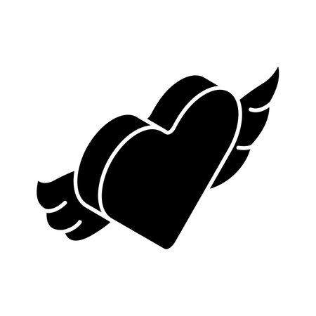 Heart with wings, angel heart isometric vector design, icon of love angelのイラスト素材