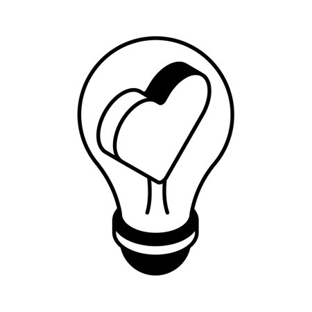 Heart inside light bulb showing concept icon of romantic idea, valentine day bulb vector designのイラスト素材