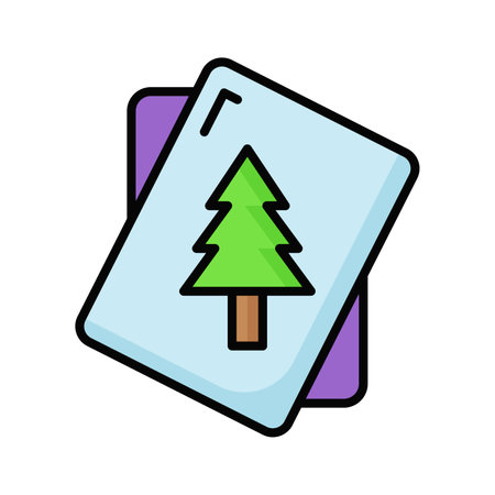 Christmas invitation card, christmas tree on paper vector iconのイラスト素材