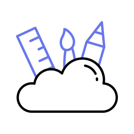 Painting tools with cloud concept vector of cloud paintingのイラスト素材