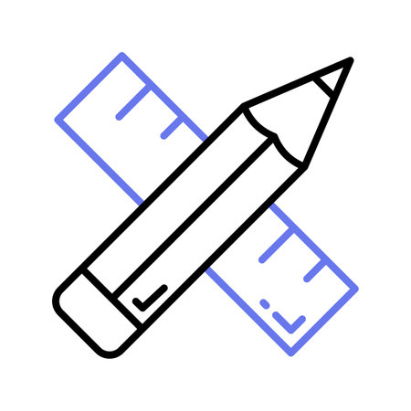 Pencil and ruler denoting drawing tool vector design in trendy styleのイラスト素材