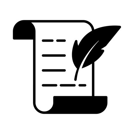 Page with feather symbolizing history, poetry vector design customizable designのイラスト素材