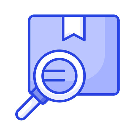 Deliver box with magnifier showing concept icon of parcel trackingのイラスト素材