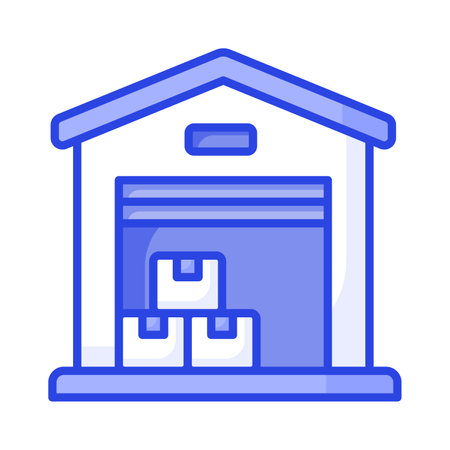 A modern home with some packages inside, conceptualizing warehouse iconのイラスト素材