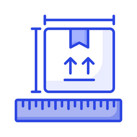 Package box with ruler scale showing concept icon of package dimensions, parcel measurementのイラスト素材