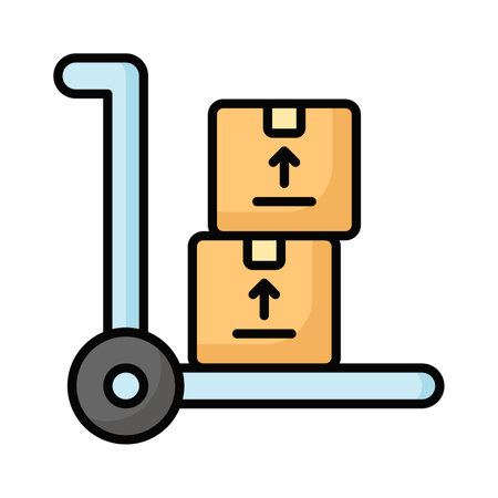 Luggage cart, parcel trolley vector design isolated on white background, dolly iconのイラスト素材