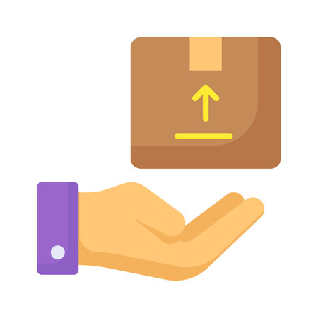 Parcel on hand showing concept icon of parcel care iconのイラスト素材