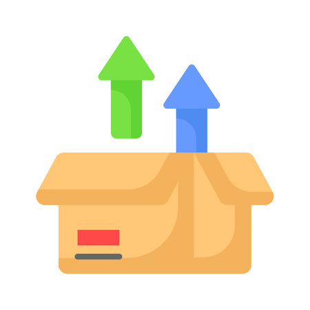 Open box with upward arrow, concept icon of unpacking parcel, unboxingのイラスト素材