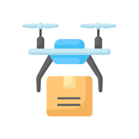 An icon of drone delivery, drone delivery service vector designのイラスト素材