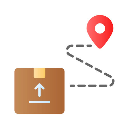 Package parcel with map pin showing concept icon of delivery route, delivery tracking vectorのイラスト素材