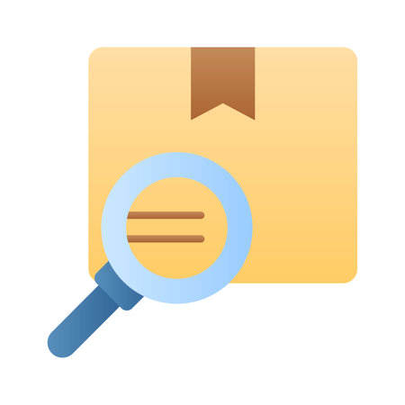 Deliver box with magnifier showing concept icon of parcel trackingのイラスト素材
