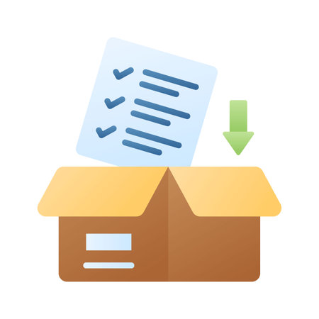 Cardboard down arrow concept icon of order fulfillment, package delivered vector designのイラスト素材