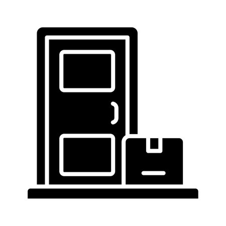 Parcel with home door concept icon of home delivery, door delivery vector isolated on white backgroundのイラスト素材