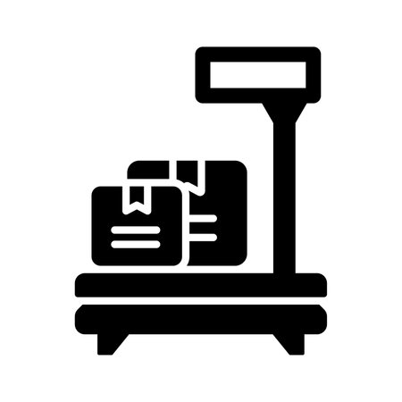 Parcels on weight scale concept of weighing machine, cargo parcelsのイラスト素材