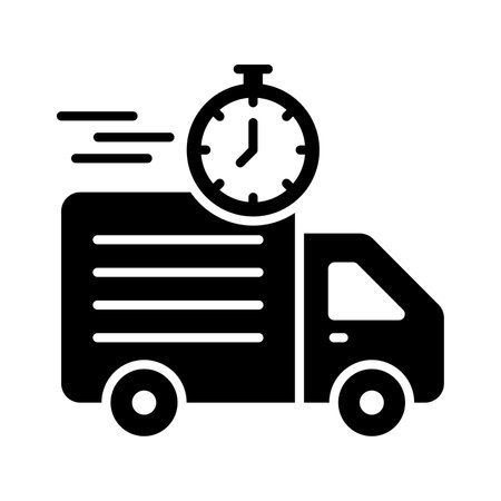 Delivery van with clock showing concept icon of on time delivery, fast delivery vector designのイラスト素材