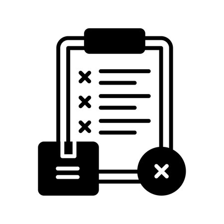 Parcel with cross sign and clipboard showing concept icon of rejected orderのイラスト素材