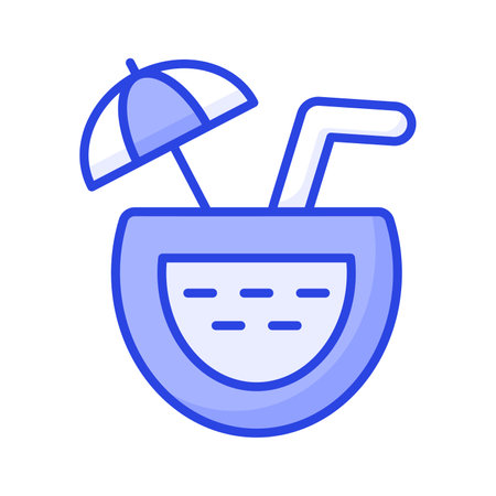 an amazing icon of coconut drink, premium vector of summer drink easy to useのイラスト素材