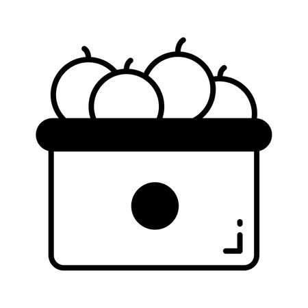 Fruit basket vector design, organic and fresh fruits, wicker basket with applesのイラスト素材