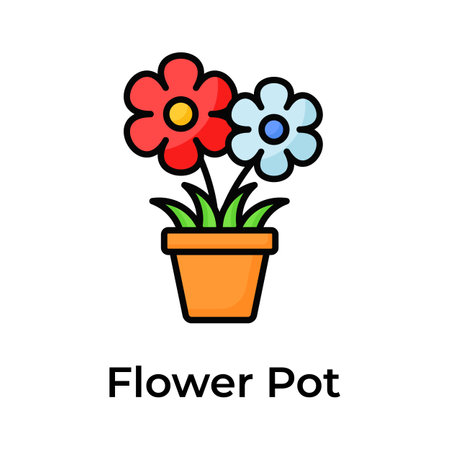 Creatively crafted flowers pot in trendy style, unique style vectorのイラスト素材