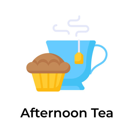 Teacup with cupcake showing concept icon of afternoon teaのイラスト素材