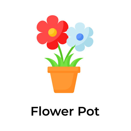 Creatively crafted flowers pot in trendy style, unique style vectorのイラスト素材